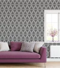 Papel de parede damask preto e cinza 716-2181