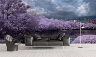 Foto mural Arvores e lago