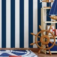 Papel de parede listras azul marinho e branco 295-2250