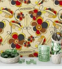 Papel de parede floral de cores quentes 349-2255