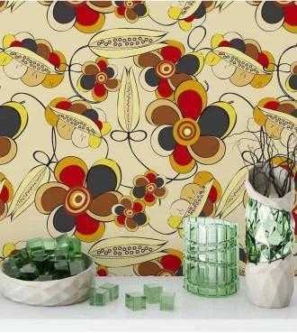 Papel de parede floral de cores quentes