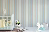 Papel de parede listrado bege creme e azul claro 220-2346