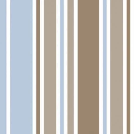 Papel de parede listrado marrom, azul e branco 467-2350