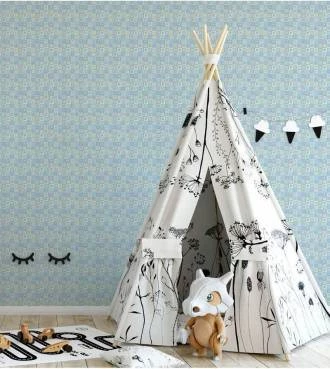 Papel de parede infantil quadrinhos azul