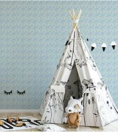Papel de parede infantil quadrinhos azul
