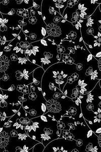 Papel de parede Floral com flores brancas e fundo preto 215-240