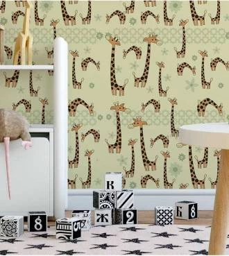 Papel de parede infantil girafinhas