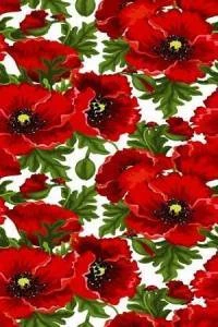 Papel de parede floral com flores vermelho vivido 216-241