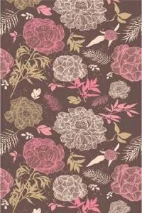 Papel de parede Floral rosa com fundo marrom 217-242