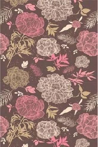 Papel de parede Floral rosa com fundo marrom