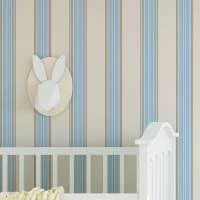 Papel de parede listrado azul claro e creme 532-2444