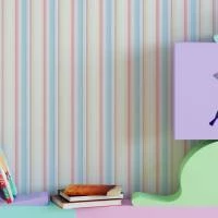 Papel de parede listrado exclusivo bege azul e rosa 312-2448