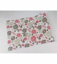 Papel de parede foral em tons pasteis de cinza e vermelho 1074-2485