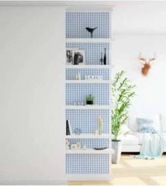Papel de parede xadrez azul claro e branco