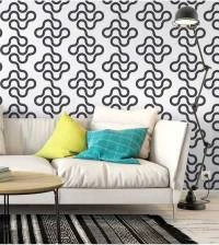 Papel de parede geométrico branco e preto linhas 1220-2590