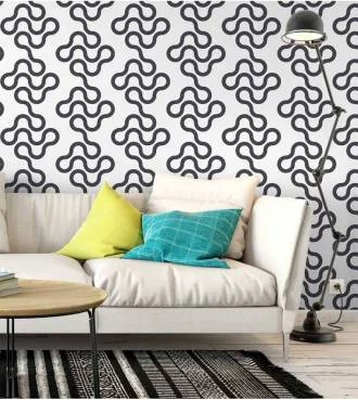Papel de parede geométrico branco e preto linhas