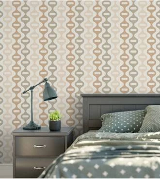 Papel de parede geométrico nude bege e creme