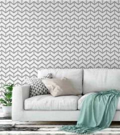Papel de parede zig-zag cinza e branco
