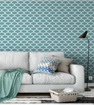 Papel de parede geométrico azul turquesa
