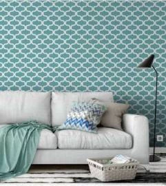 Papel de parede geométrico azul turquesa