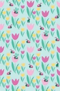 Papel de parede infantil joaninhas e flores