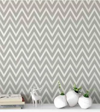 Papel de parede zig-zag creme e cinza