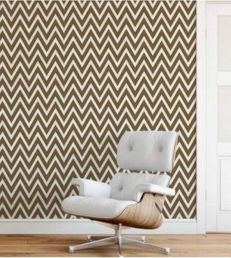 Papel de parede chevron marrom e branco