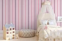 Papel de parede listrado branco rosa lilás e pink 1268-2691