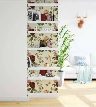 Papel de parede floral com rosas vermelhas rosas e laranja