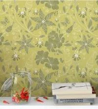 Papel de parede floral swirl em tons de verde 512-2698