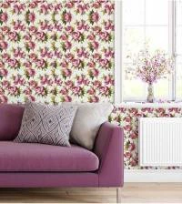 Papel de parede floral com rosas e fundo branco 336-2699