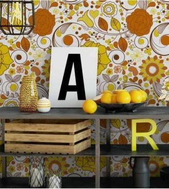 Papel de parede Floral em tons de laranja