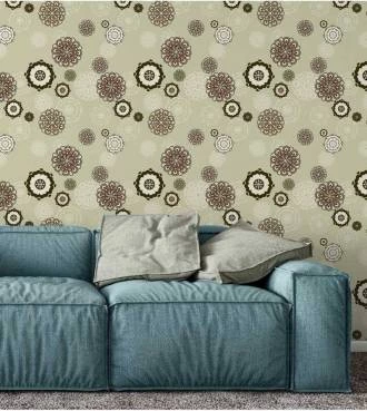 Papel de parede floral com flores em tons de rosa e creme