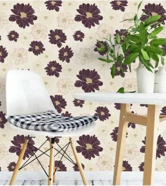 Papel de parede floral em tons de vinho e rosa chá