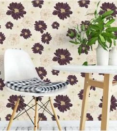 Papel de parede floral em tons de vinho e rosa chá