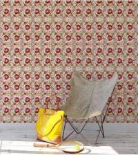 Papel de parede floral com rosas vermelhas e flores rosa 362-2712