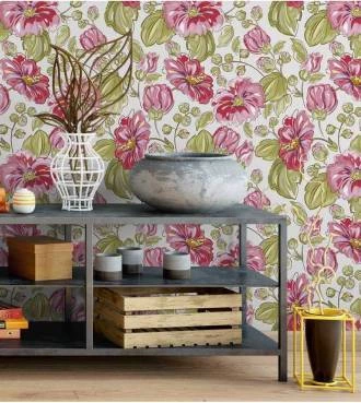 Papel de parede floral com flores grandes