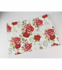 Papel de parede floral com fundo bege e rosas vermelhas 328-2719