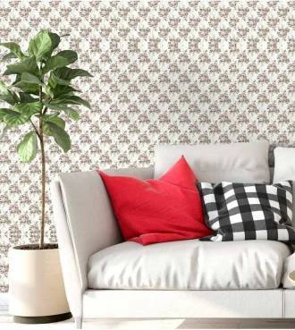 Papel de parede floral mini rosas com fundo branco