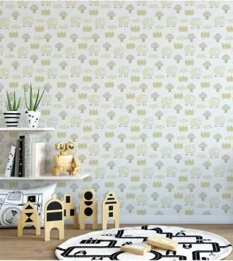 Papel de parede bebê ovelhinhas e árvores