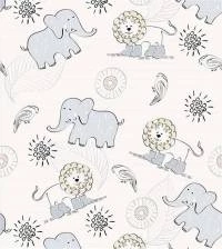 Papel de parede infantil leãozinho e elefantinho 560-2726