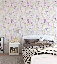 Papel de parede infantil flores corações e sapinhos coloridos 604-2727