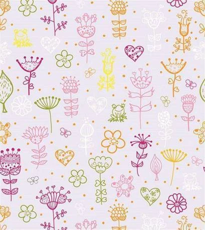 Papel de parede infantil flores corações e sapinhos coloridos 604-2728