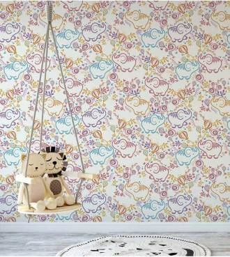 Papel de parede bebê bixinhos da floresta