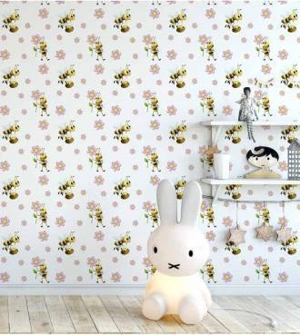 Papel de parede bebê floral com rosas