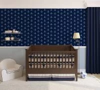 Papel de parede fundo azul marinho e ancoras branco 700-2792