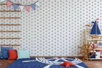 Papel de parede ancora azul marinho e branco marinheiro 697-2794