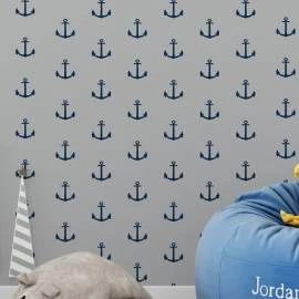 Papel de parede ancora azul marinho e cinza marinheiro