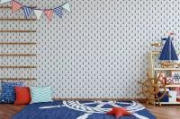 Papel de parede ancora azul marinho e branco poá 699-2798