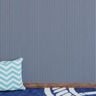 Papel de parede listras finas azul marinho e branco